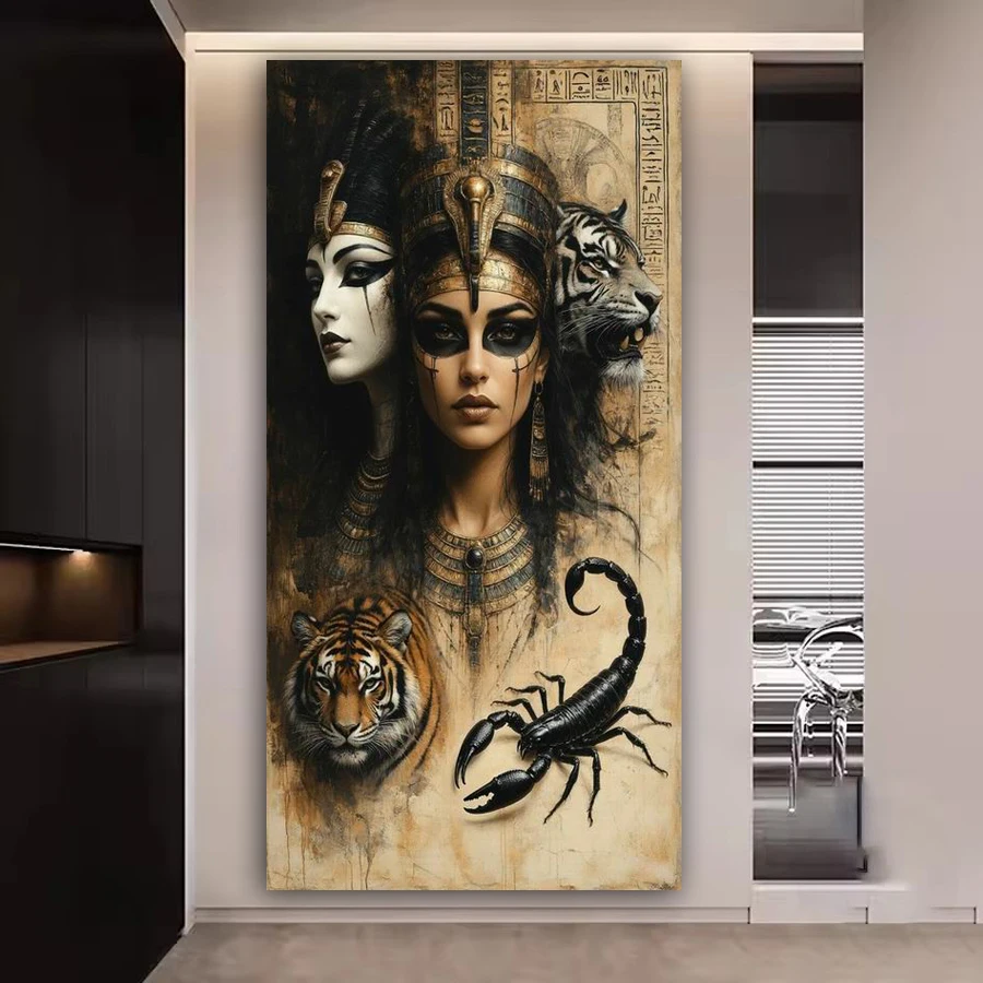 Diy Diamond Art For Adults Painting Kit Large Size Egyptian Queen Tiger Scorpion Full Drill Mask Woman Mosaic Embroidery Picture