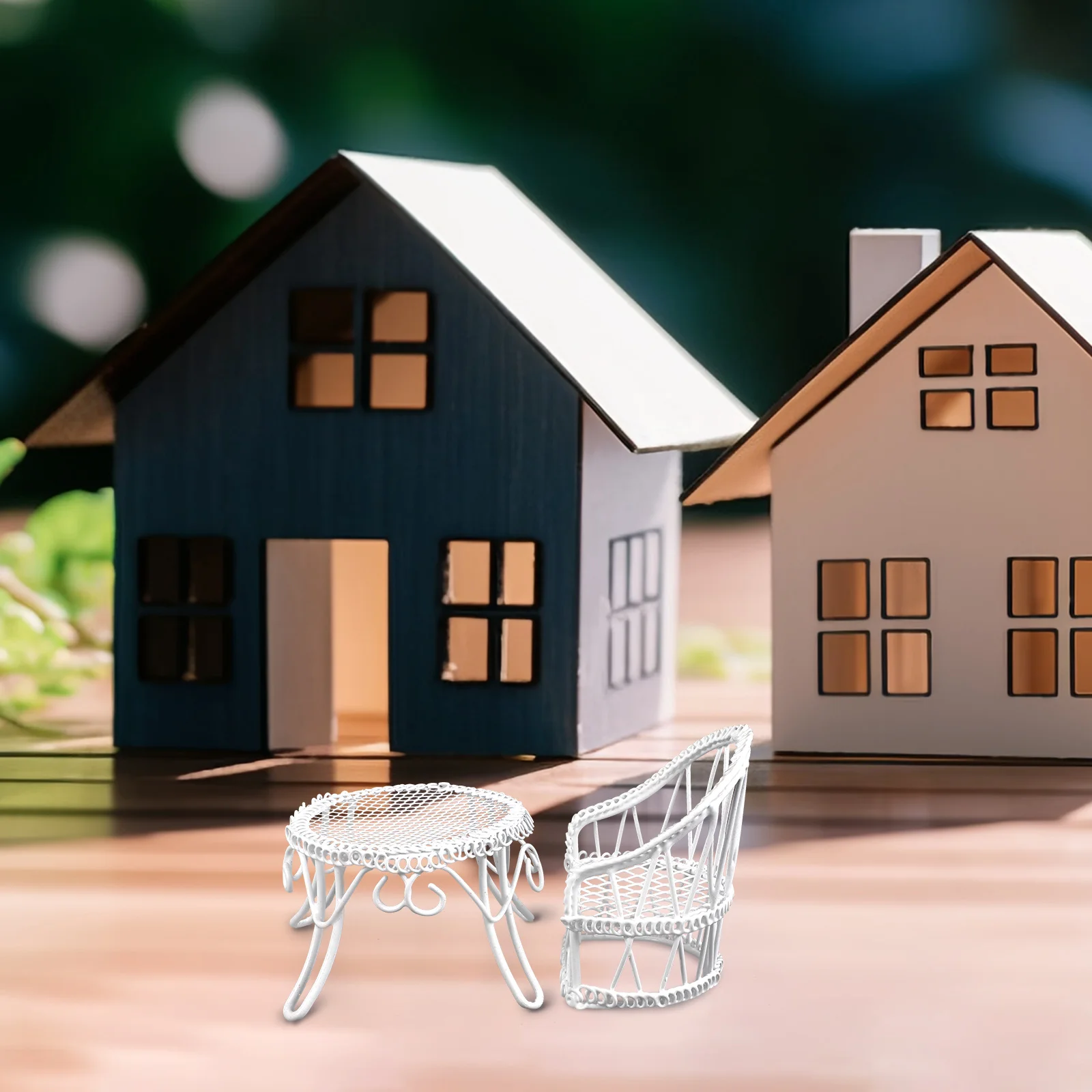 Mini tavolo e sedia Set Accessori per la casa delle fate Mobili per casa delle bambole in miniatura Giocattolo da giardino