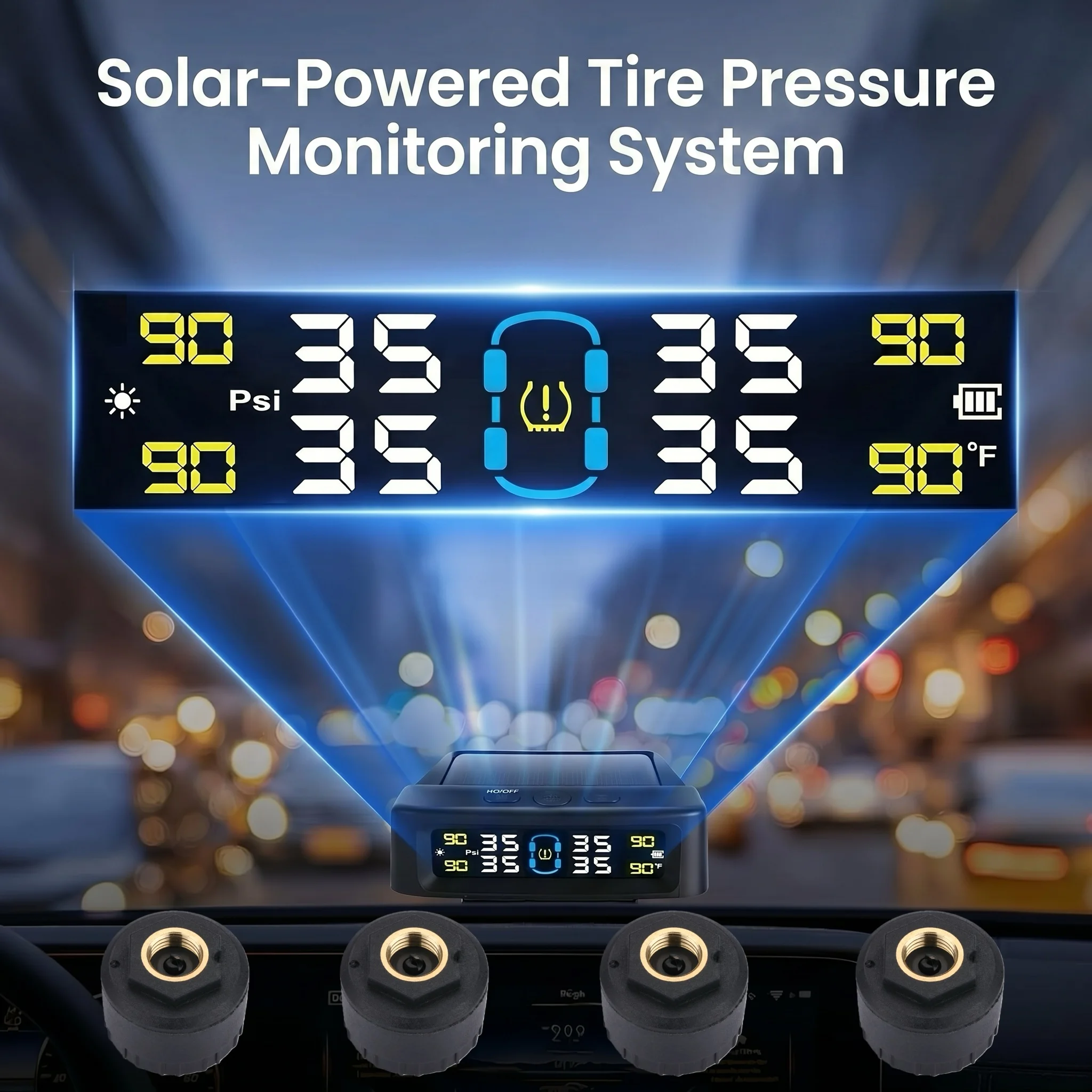 

RV Tire Pressure Monitoring System, Solar Charge TPMS, 4/6 External TPMS Sensor , Color Display, for RV Trailer Camper