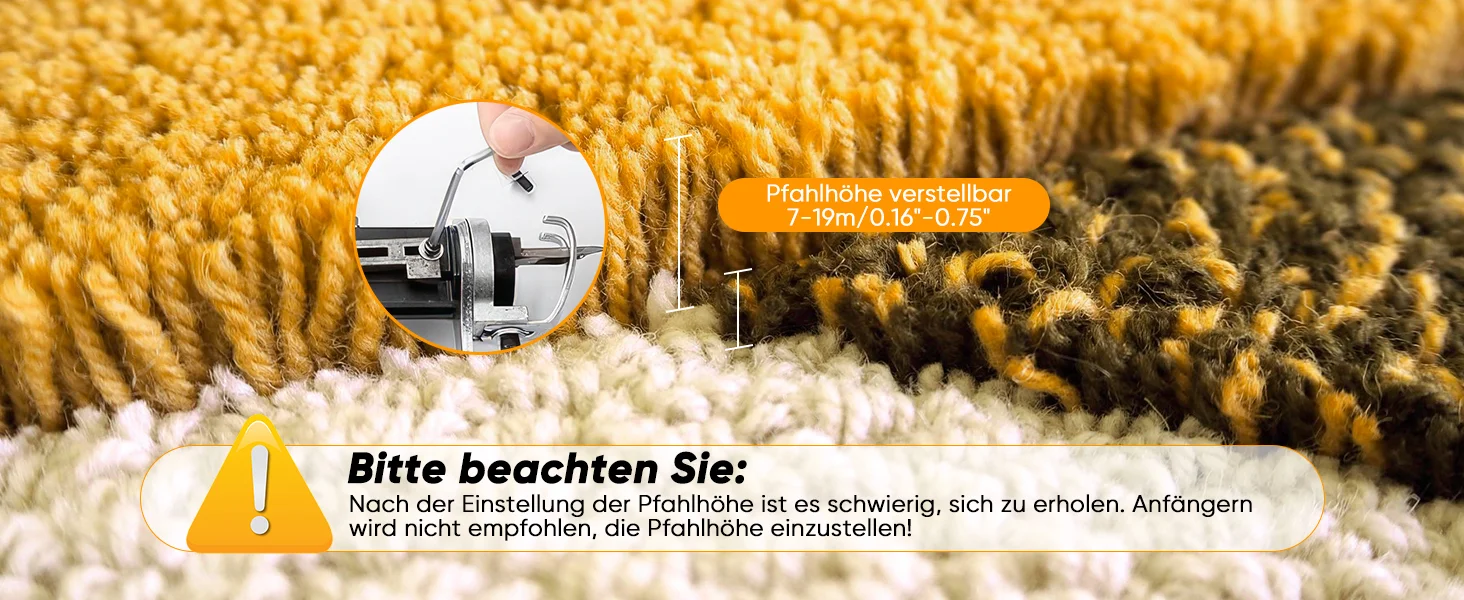 Tufting-Pistole 2-in-1-Set mit Stoff, Teppichschneider 5-40 Stiche/Sek. Einstellbare Geschwindigkeit Elektrische Teppichpistole, 7-21mm Beflockungsmaschine – Detail 3
