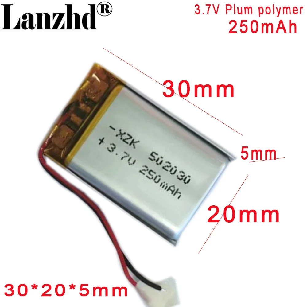 

502030 Li Polymer Rechargeable lithium battery 3.7v 250MAH small speakers point reading pen mp3 Bluetooth cell batteries