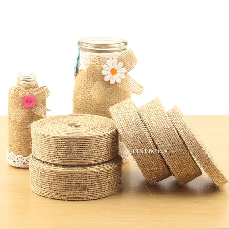 10M/Roll Natural Vintage Jute Rope Gift Wrap Ribbon Bow Crafts Jute Rope Burlap Party Wedding Decoration Supplies