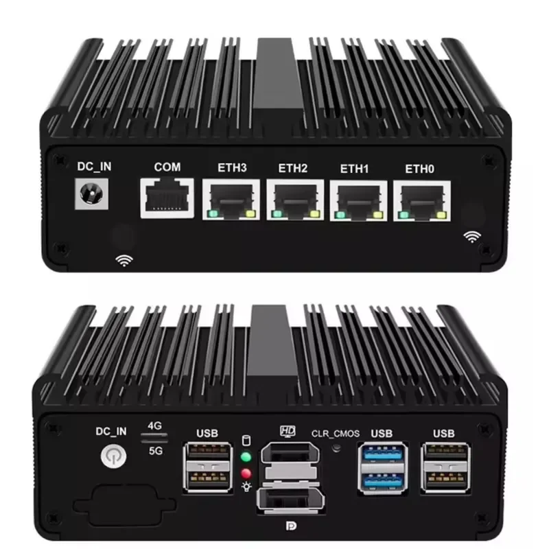 Fanless Mini PC N150 6305 J5005 4x I226-V RJ45 2.5G LAN DDR5 DDR4 Firewall Soft Router Industrial Mini Computer Barebone PC