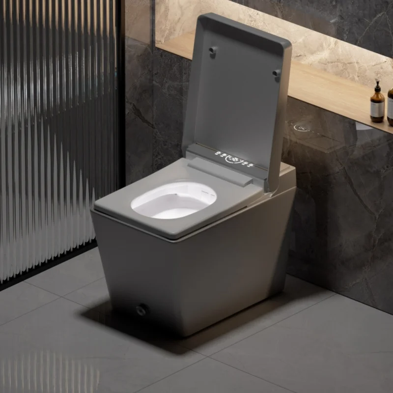 Modern Intelligent One-Piece Square Toilet Cyclone Flushing Remote Control Seat Heating S-Trap P-Trap Drainage Patterns