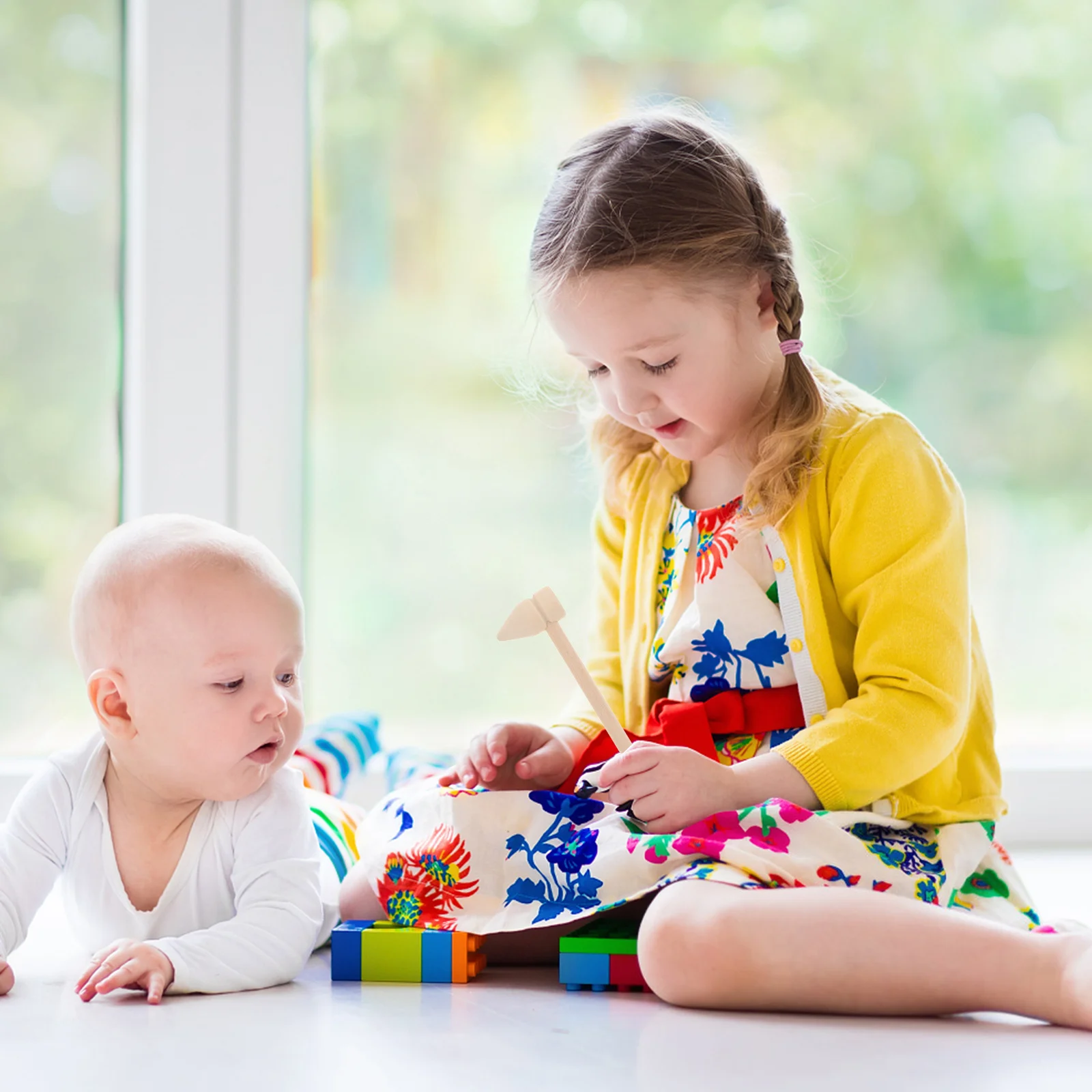 5 pçs mini martelo de madeira para crianças pequenas martelos portáteis maletes bordas suaves seguras para jogo ferramentas de martelar