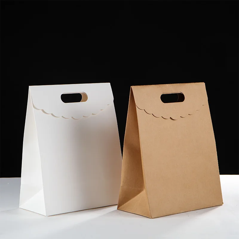 Japanese Style Flip Lid Kraft Paper Bag, Party Favor Bags for Jewelry, Envelope Gift Bags, Candy Cookie Package Bag with Handle