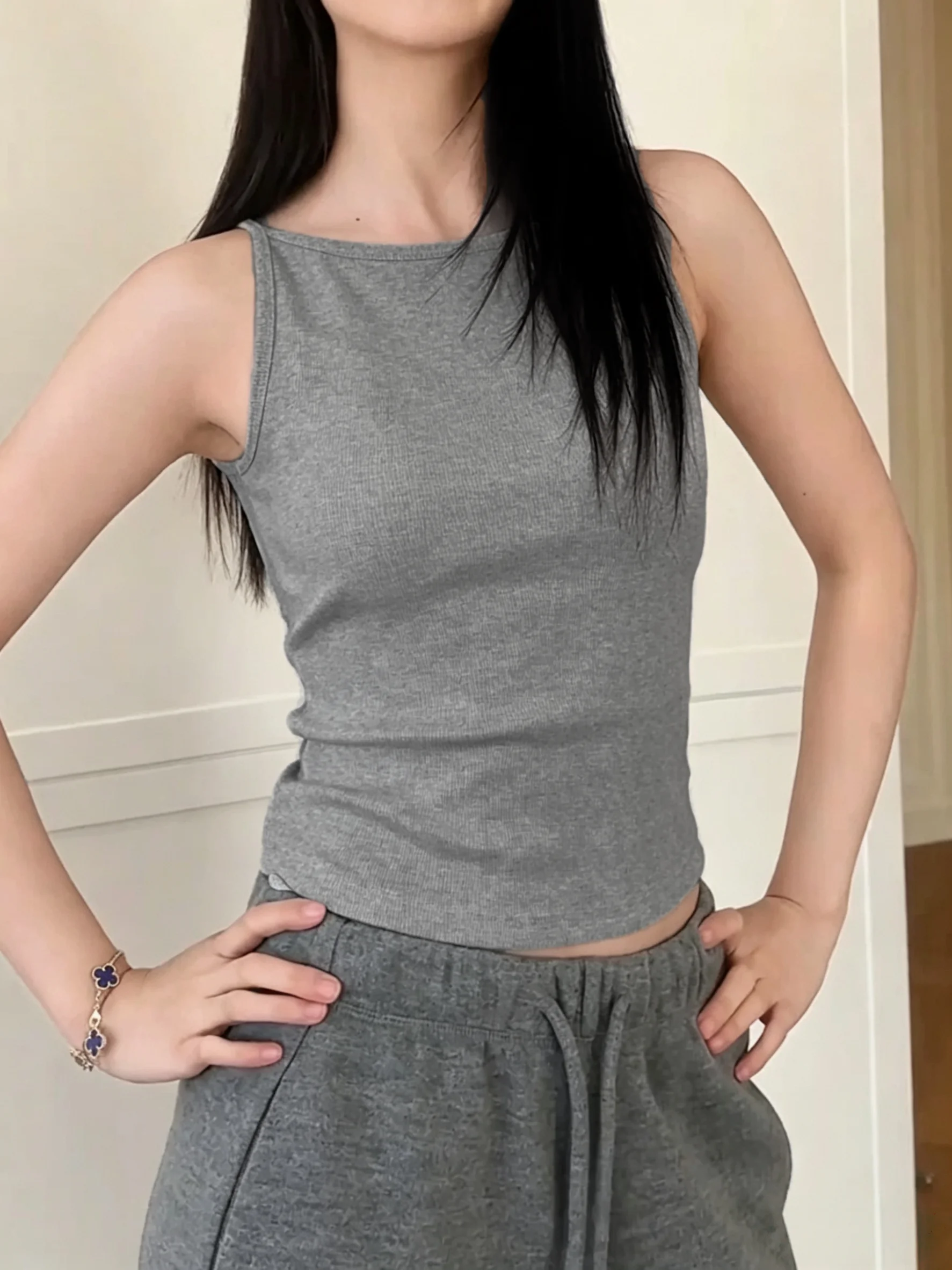 Summer Women's Cotton Blend Tank Top 95% Cotton Beautiful Back Strap Vest plus Size Belly Covering Slimming Base Layer Shirt