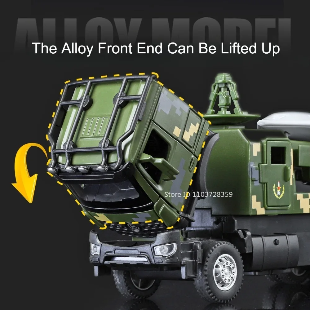 1:32 Scale ATTACK-11 Model Toys Metal Diecast Military Tank Transport Vehicle Sound Light Pull Back Doors Opened for Boys Gifts