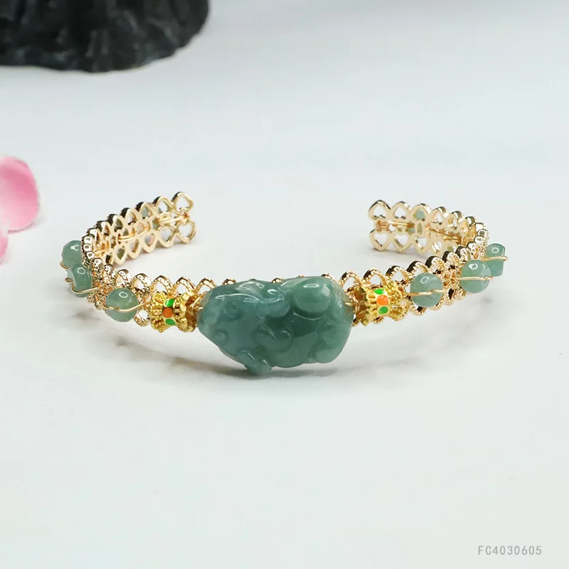 

Natural Blue Water Jadeite Pi Xiu Bangle Wealth Protection Calm Energy Talisman