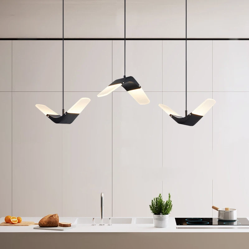 Moden Seagull Pendant Lamps Black Silver Nordic Restaurant Kitchen Living Room Dining Table Pendant Light Airplane Hanging Lamps