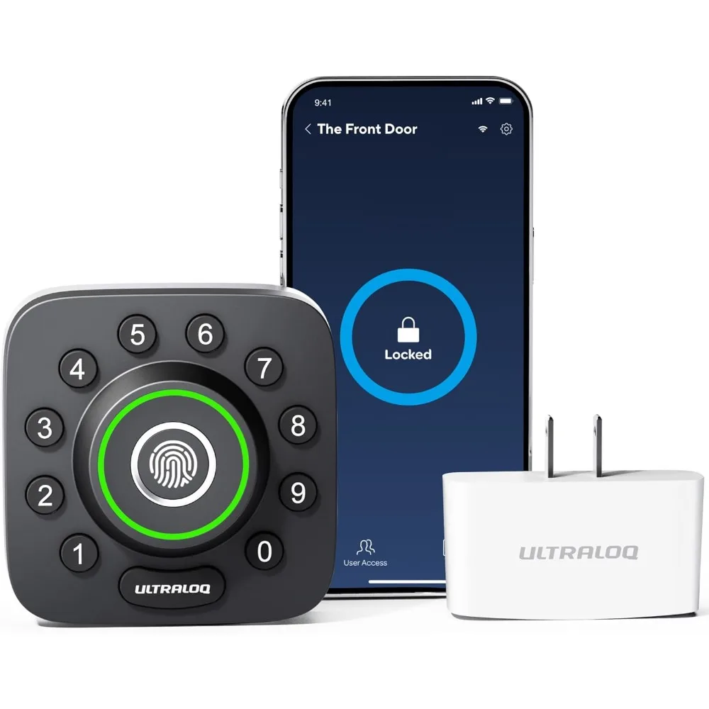 U-Bolt Pro Smart Lock with WiFi Bridge, Keyless Entry Door Lock with Fingerprint, App Remote Access, Share Code, Auto Unlock, B