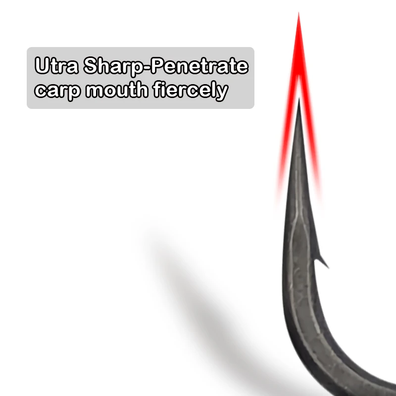 10x Fishing Carp Eye Hook Straight Needle Point PTFE Coating Micro Brab High Carbon Steel Fishhooks Tackle image 3