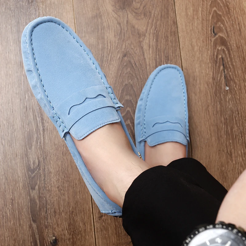 Suede Leather Shoes Men Loafers Women Casual Shoes Fashion Flats Hot Sale sneakers Unisex Driving Shoes Moccasins Plus Size 48