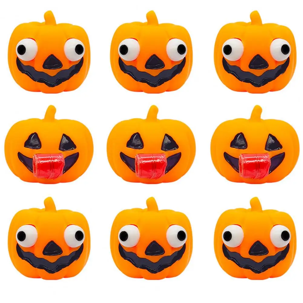 Popping Eye Pumpkin Squeeze Toy Pumpkin Fidget Toy Halloween Pumpkin Stress Relief Toy with Popping Eyes Sticking for Anxiety