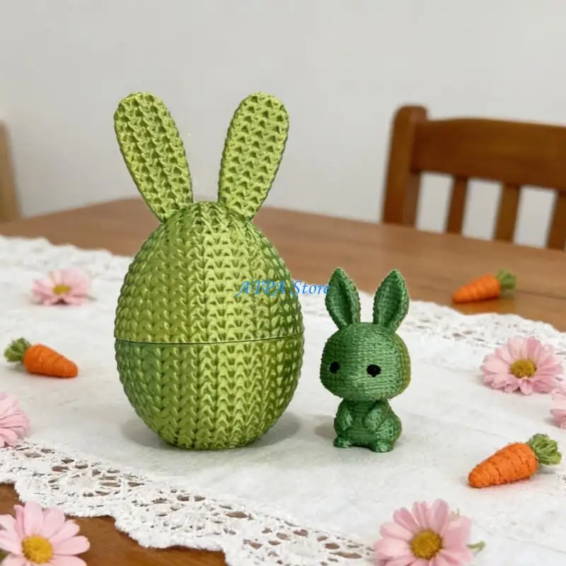 U13C Modern Knitted Design Rabbit and Easter Eggs Decoration Artwork