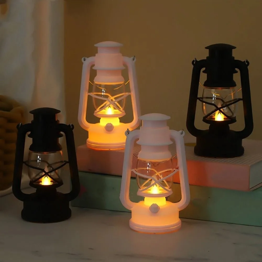 Lampu Lilin Elektronik LED Retro Lampu Hangat Kreatif Lampu Malam Mini Persegi Dioperasikan dengan Baterai dengan Kait