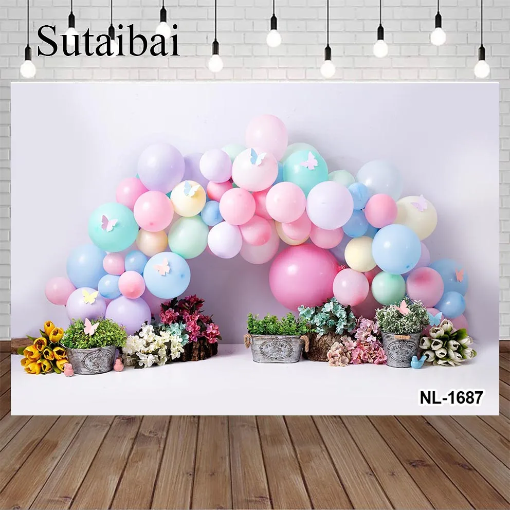 

Photography Background Purple Balloons Butterfly Wonderland Girl Birthday Party Cake Smash Decor Photo Backdrop Studio