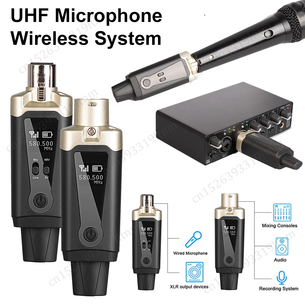 Wireless Microphone System XLR Mic Converter Adapter Depusheng MV5 UHF Automatic Transmitter Setup For Condenser Dynamic Mic