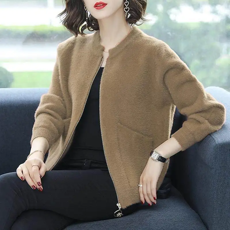 

Imitation Mink Vest Jacket for Women's Short Thickened Casual Slim Exterior and Versatile Knitted Cardigan Trendy