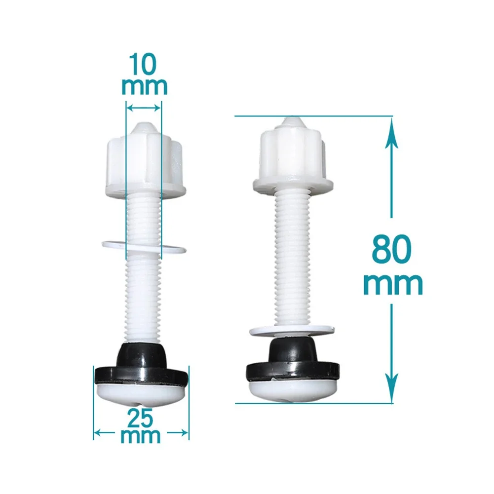 Washers Toilet Seat Bolts Bolt\\\'s Length: 80mm Plastic Practical Rubber Thread Diameter: 10mm High Quality Brand New