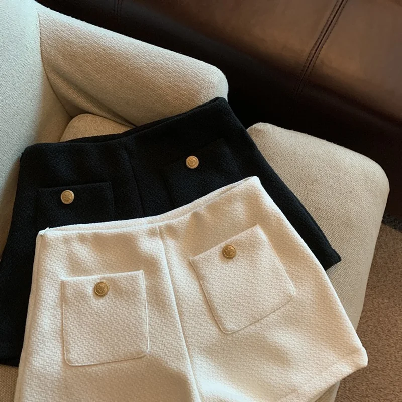 

Fashion Tweed Shorts for Women Spring High Waist Slim A Line Shorts Y2K Korean Streetwear Spice Girl Blended Shorts Mujer