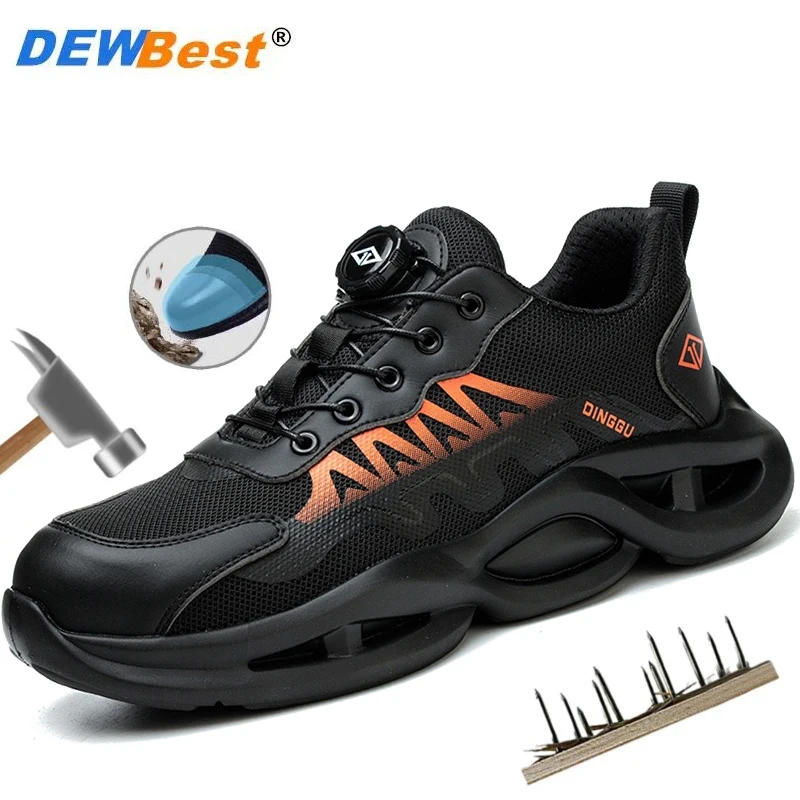 

Men's odor resistant four season button lightweight, anti smash, anti puncture, shock-absorbing work shoes