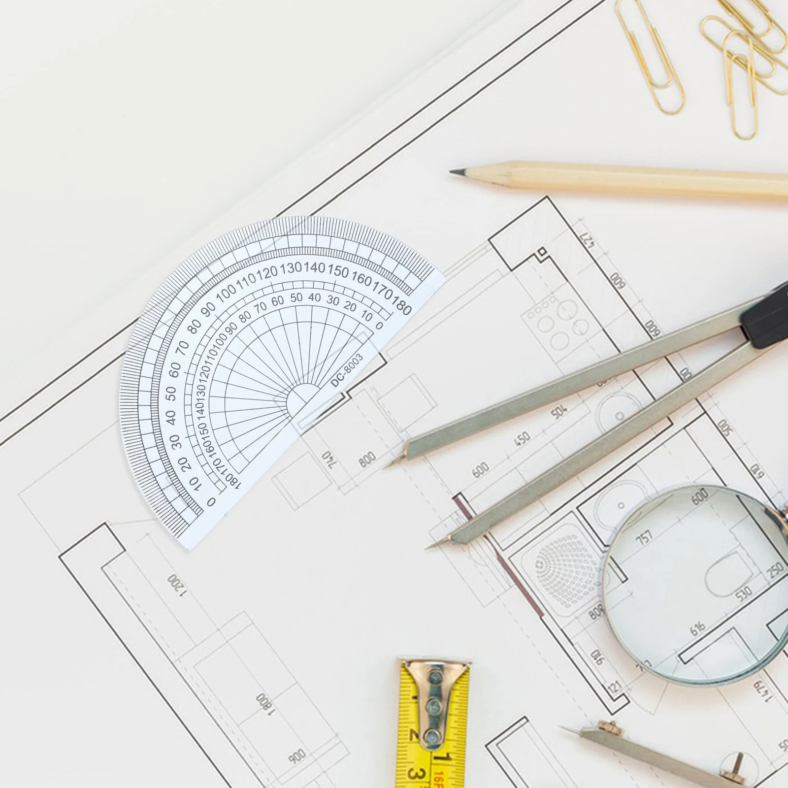 20Pcs Angle Measurement Protractors Transparent Plastic 4 Inch 10cm 180 Degrees School Office Student Math Rulers