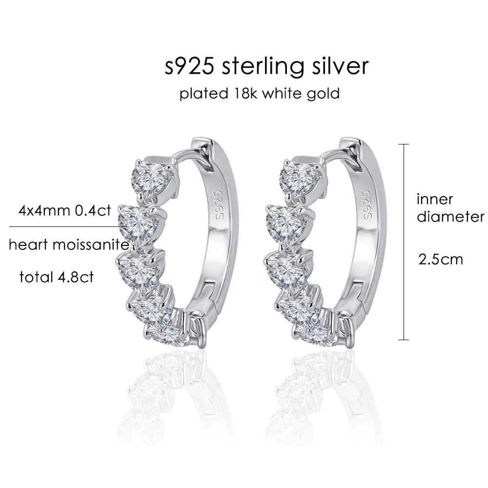 QIBAOKU 4x4mm Heart Moissanite Earring 925 Sterling Silver Earrings Women Fine Jewelry Wedding Engagement Anniversary Gift 2026 5