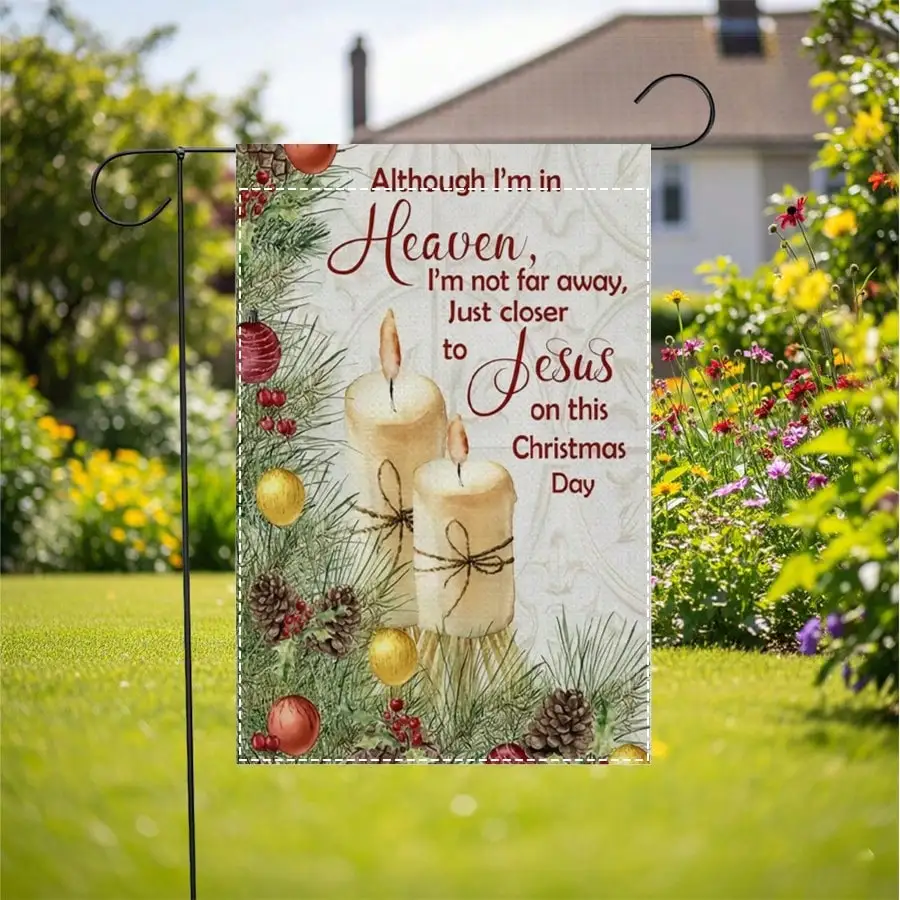

2D Flat 12x18in Faith Christmas Garden Flag Double-Sided Faux Linen Jesus Heaven Outdoor Yard Porch Farmhouse Decor No Flagpole