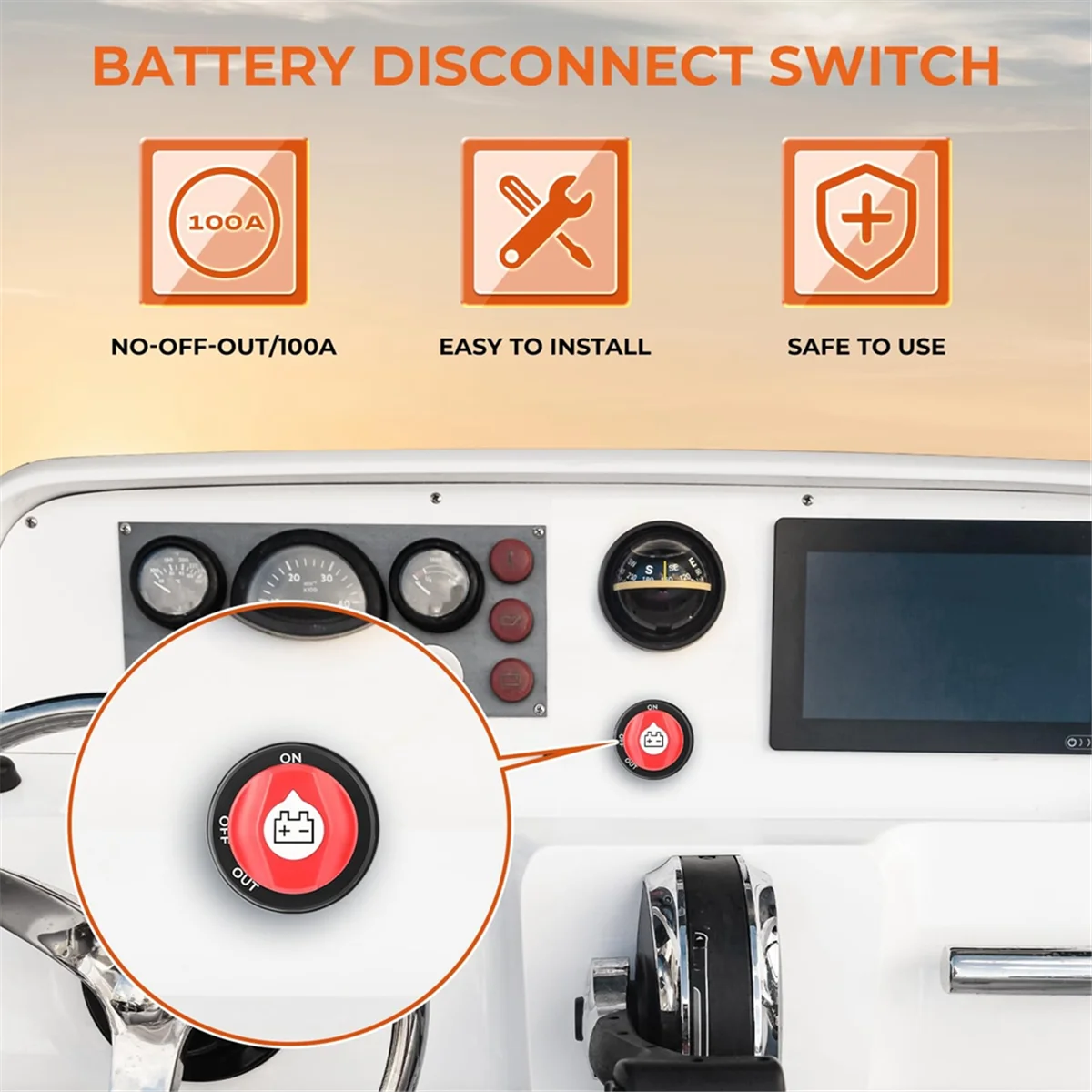 Battery Disconnect Switch 12-48V,Battery Master Cut Shut Off Isolator Switch for Marine Boat RV ATV Car Utv Vehicle 100A