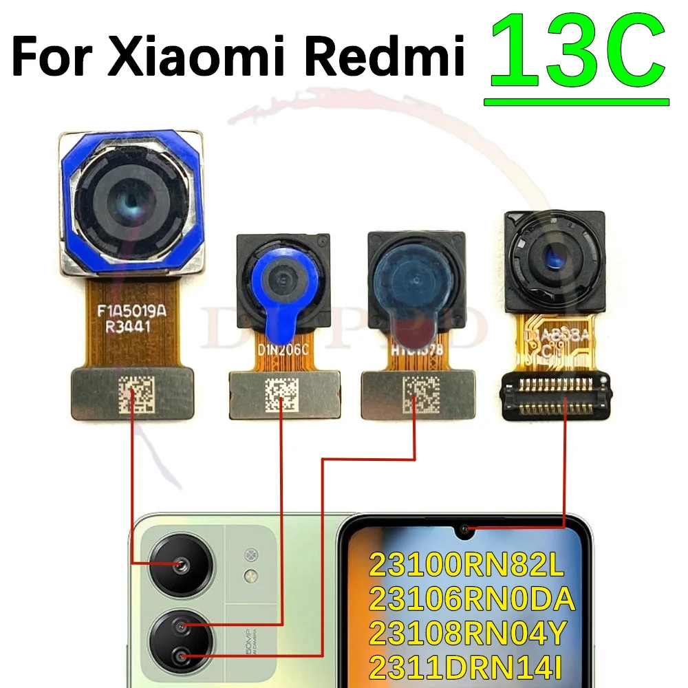 Back Main Camera For Xiaomi Redmi 10C 12C 13C Front Samll Facing Rear Camera Moduel Flex Cable Parts