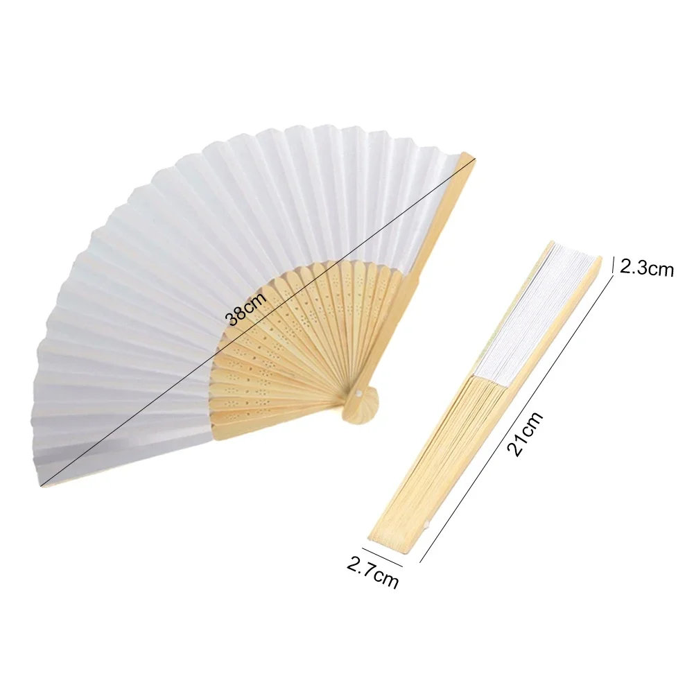 50-1PCS Blank White DIY Paper Bamboo Folding Fan for Hand Practice Calligraphy Painting Drawing Wedding Party Gift Ornament New