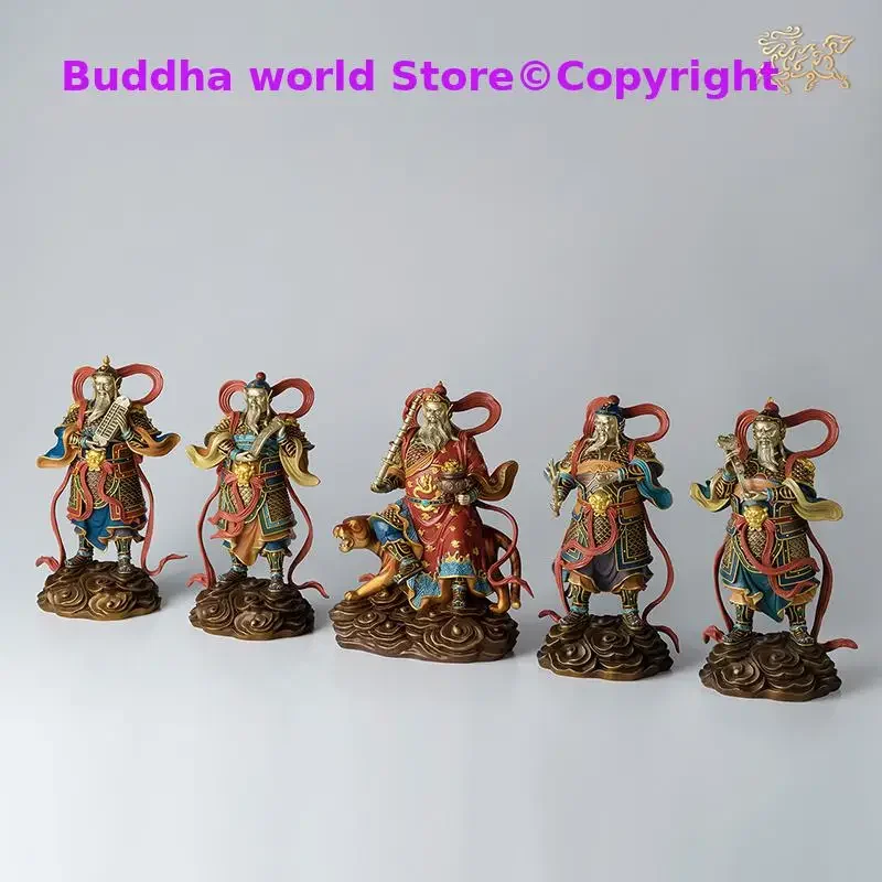 5PCS High grade Asia Home company Career bring money good luck WU LU CAI SHEN God of wealth BUDDHA bronze Sculpture statue