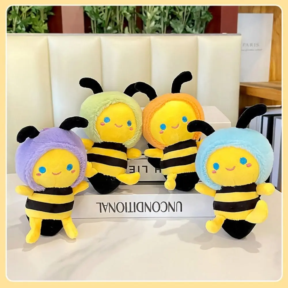 New Cute Plush Little Bee Keychain Couple Bag Doll Pendant Female Car Keychain Doll Machine Gift