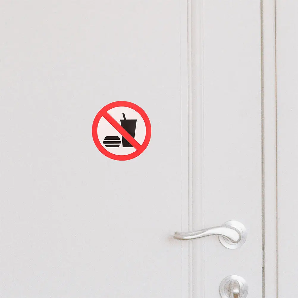 4Pcs No Food Or Drink Allowed Sticker Clear PVC Adhesive Indoor Store Door Window Warning Signs Shop Wall Labels