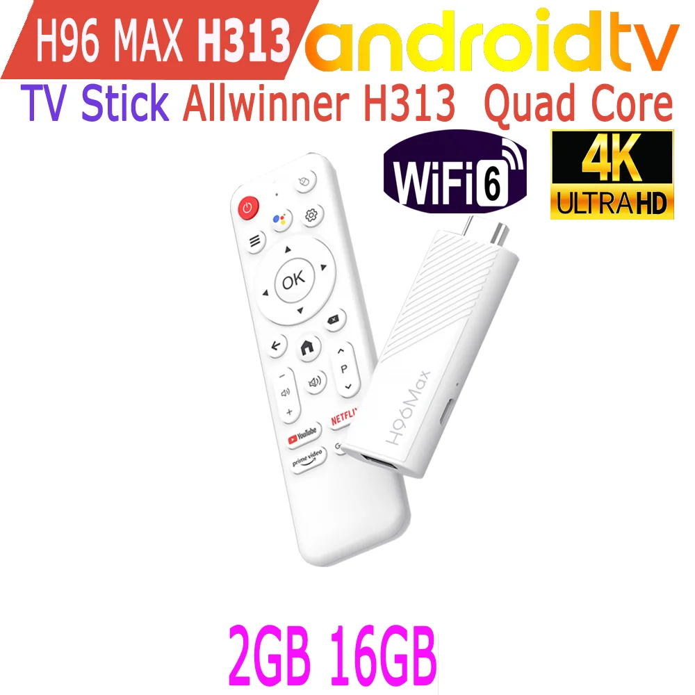 Hoxkee Android TV H96 Max H313 TV Stick Allwinner Quad Core 4K HDR Wifi6 Wifi 2.4G Game Media Player Smart TV Box