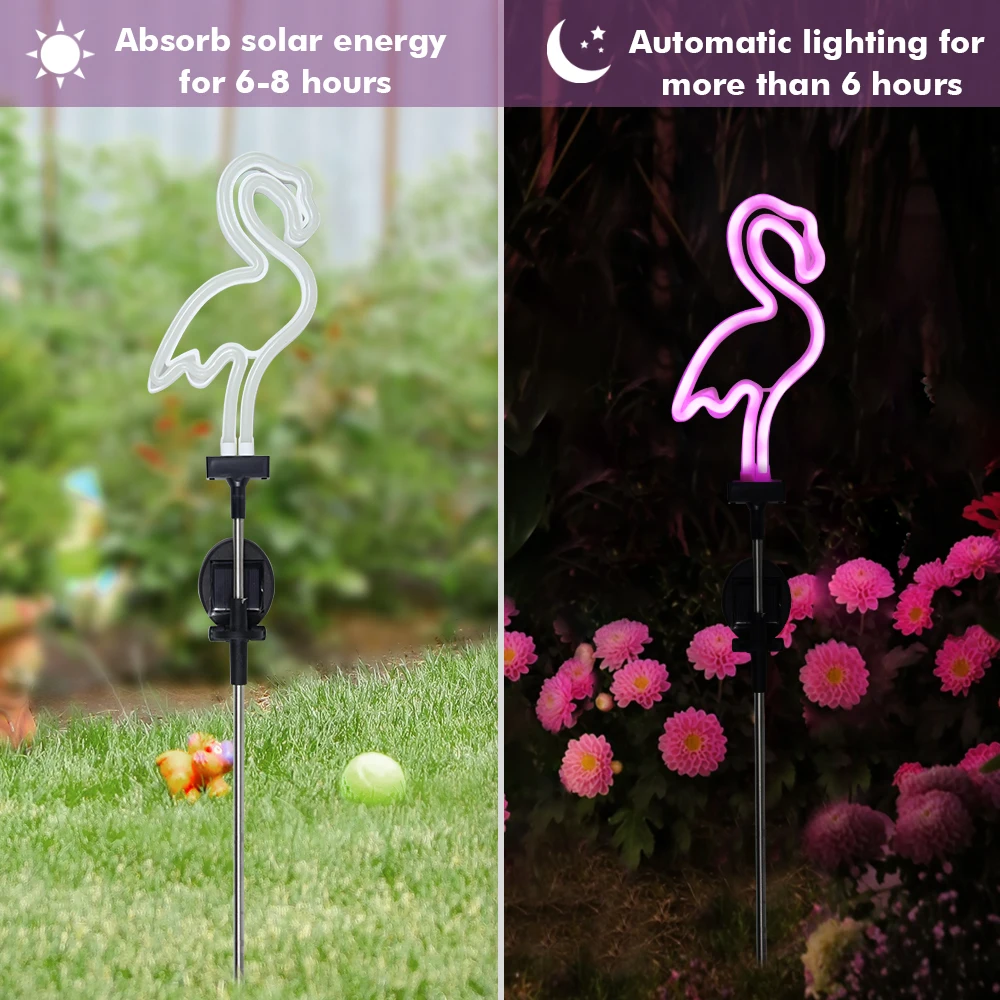 Solar Flamingo Light Garden Ornament Outdoor Waterproof Lawn Lamp Landscape Yard Light Patio Walkway Decoration Party Supplies image 5