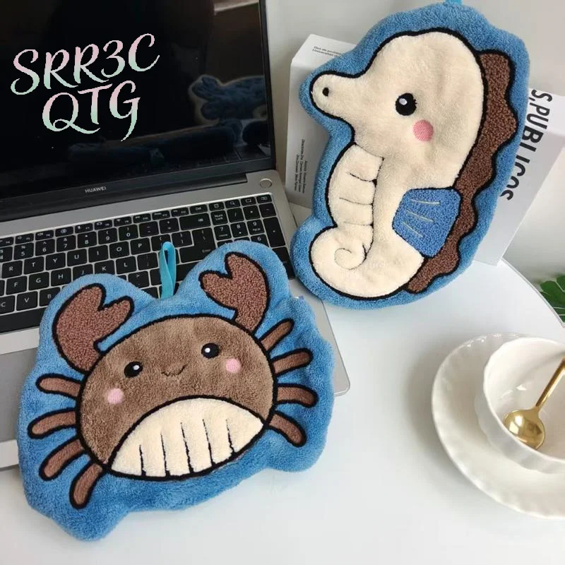 Hot Sale Cute Ocean Animal Microfiber Hand Towels Super Soft Absorbent Plush Fabric For Kids Bathroom Kitchen Home Use
