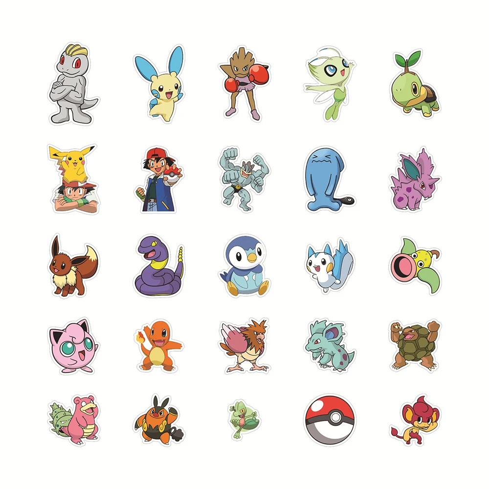 10/30/50/100PCS Cute Pokemon Anime Stickers DIY Motorcycle Travel Luggage Guitar Skateboard Classic Toy Funny Sticker Decal Gift