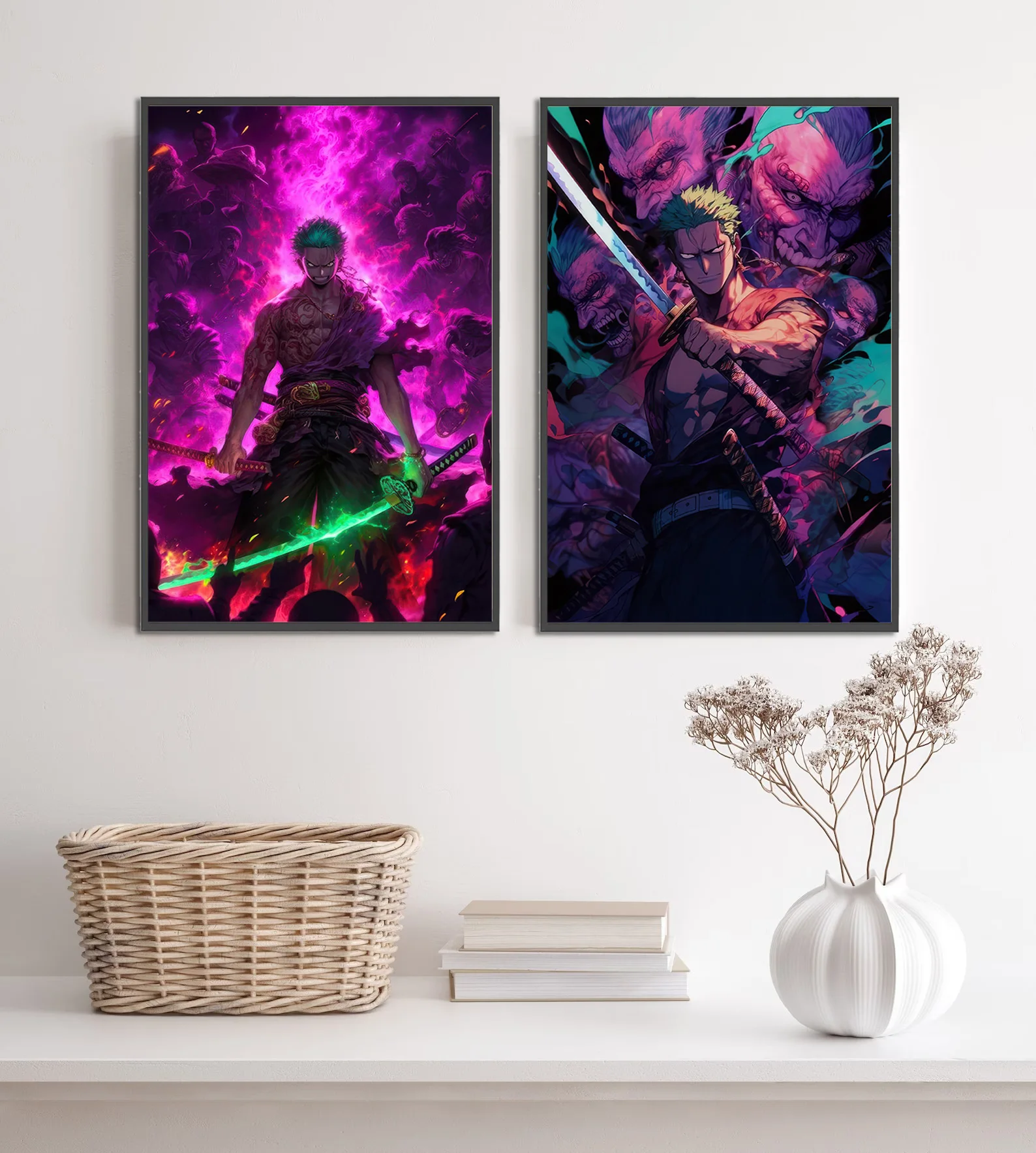 One Piece Zoro Luffy Self-adhesive Poster Wallpapr Cartoon Home Decor Print Painting Anime Wall Art Picture Classic Hot Blooded