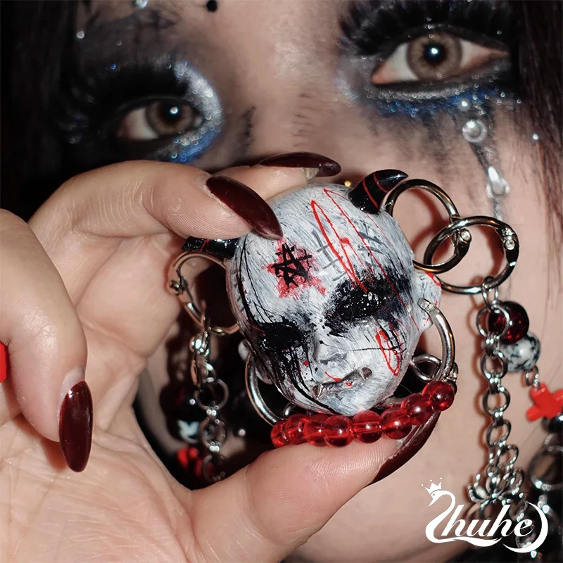 

ZHUHE Ghost Face Dolls, Gothic Punk Style, Men's And Women's Copper Alloy Jewelry, Party Gifts