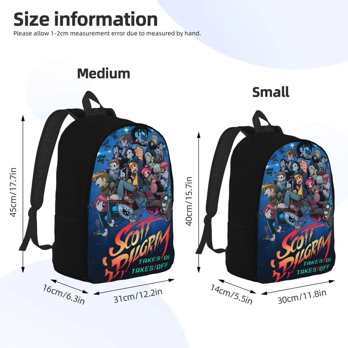 Scott Pilgrim Takes Off-Mochila clásica con bolsillo para hombre y mujer, bolso de hombro para ordenador portátil, escuela secundaria, negocios, fantasía, Daypack