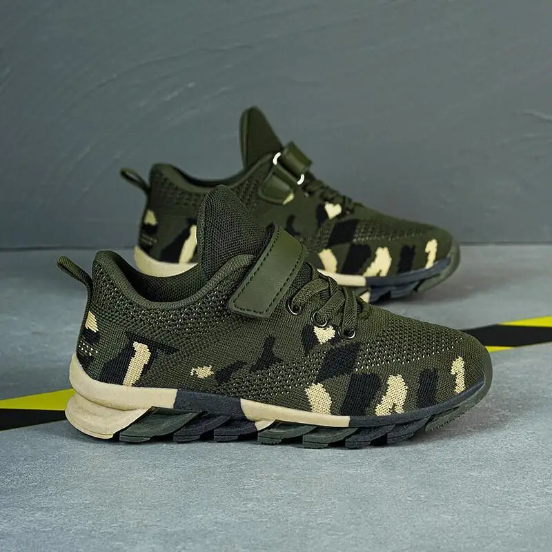 

Kawaii Casual Shoe Fashion Childrens Shoe Boys Breathable Mesh Camouflage Running Sneakers For Summer Camp Military Training