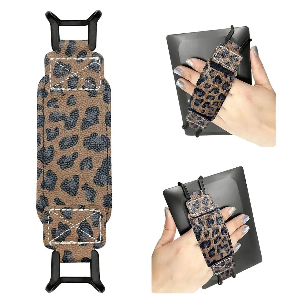 Leopard Print Tablet Hand Strap PU Leather Non-slip Finger Grip Holder for Kindle/Kobo/Voyaga/Lenovo/Sony 6-8