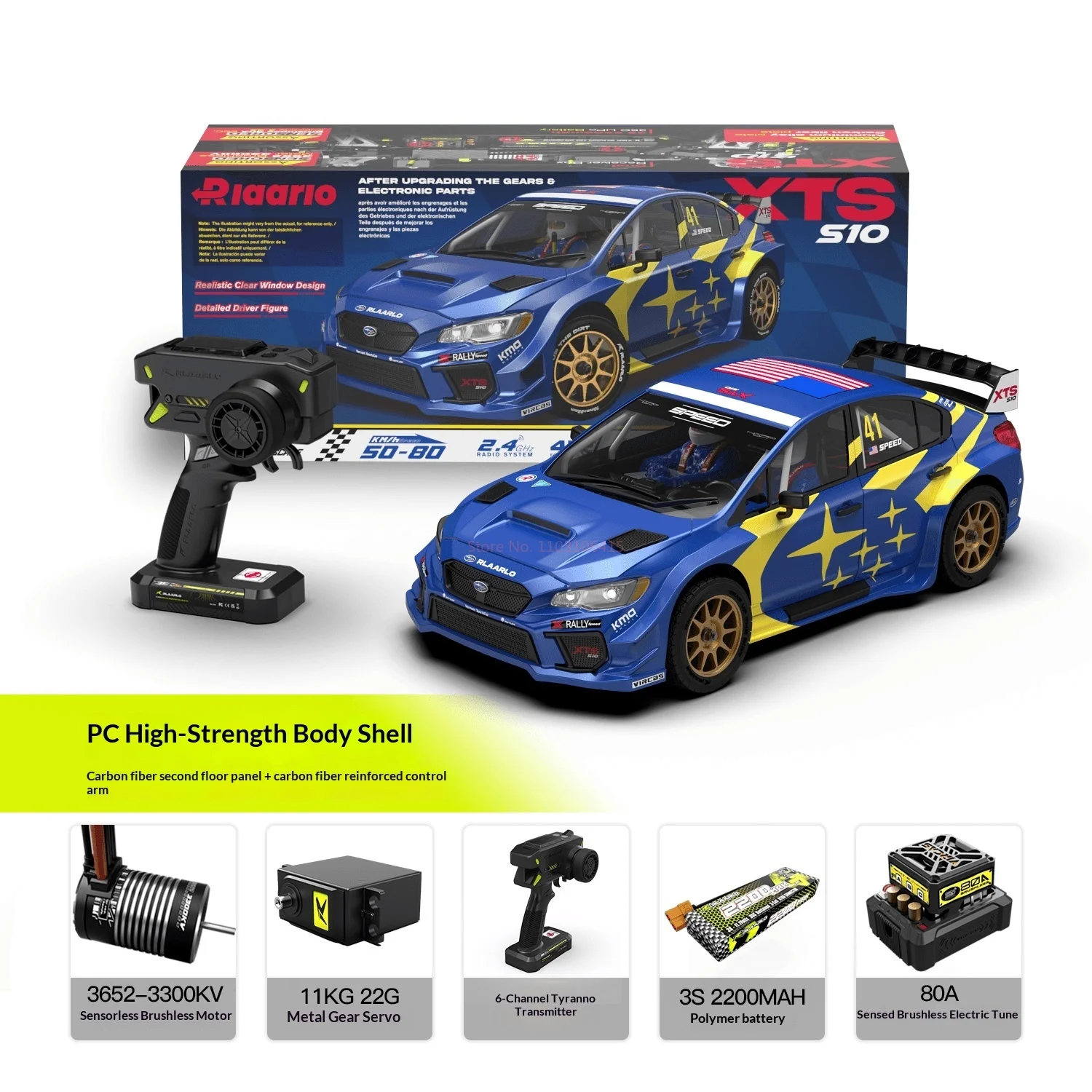 

Rilalo XtS-S10 Rally Car 1:10 Carbon Fiber Sensible Brushless 6ch 4wd Remote Controlled High-Speed Drifting Off-Road Vehicle Rc