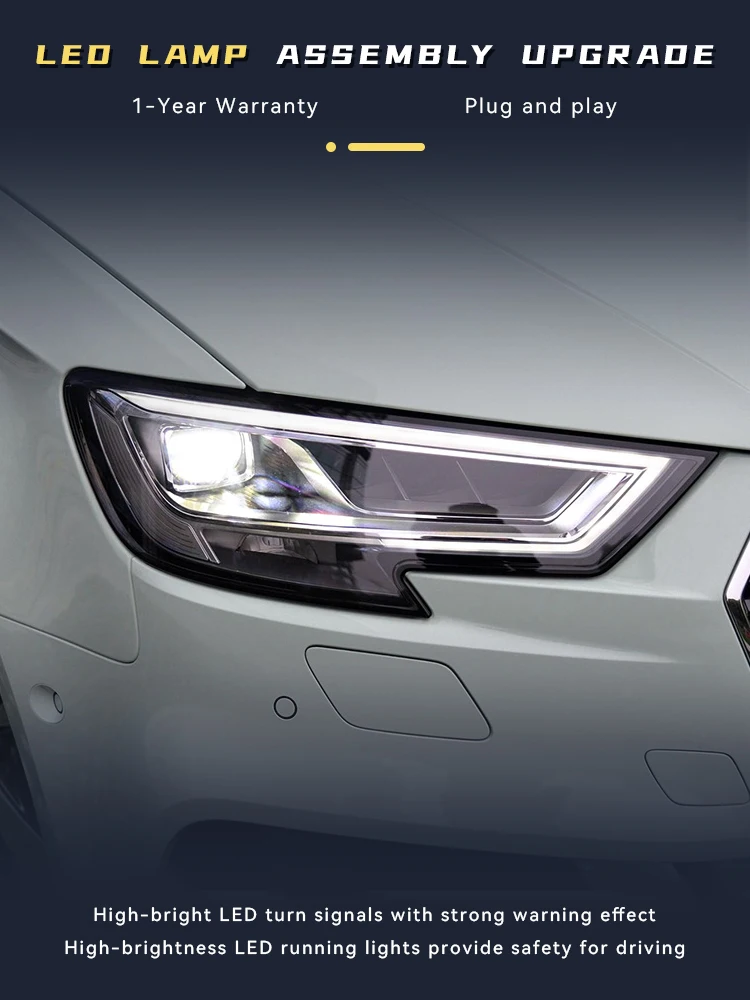 Car Styling For Audi A3 2017-2020 Front Lamp DRL Headlight Turn Signal Highlight LED Bulbs Projector Lens Auto Car Accessories