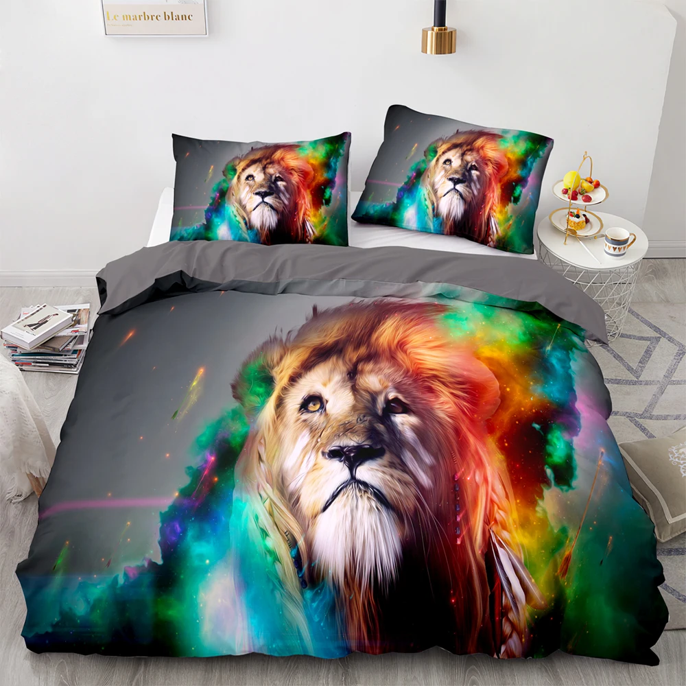 

Beast lion Bedding Set Single Twin Full Queen King Size Animal Bed Set Aldult Kid Bedroom Duvetcover Sets 3D Print 030