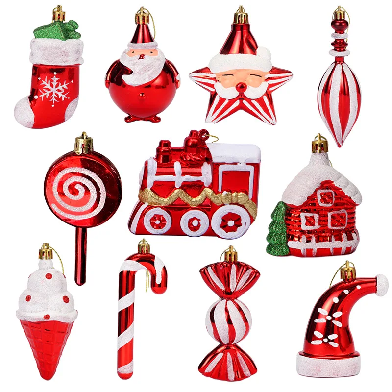 

2 Pcs/Pair Plastic Santa Candy Cane Hanging Pendant Ornament for Merry Christmas Tree Xmas New Year Party Decor Gift