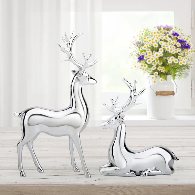 الراتنج الأزواج الأيائل سطح المكتب ديكور الذهب الرنة الحيوان مكتب الديكور داخلي غرفة المنزل الحلي الجدول الحرفية ديكور المنزل #5