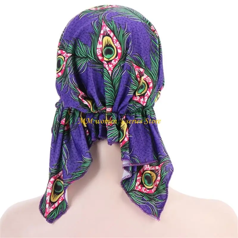 Q39C Turbante elastico avvolgente per testa floreale multiuso per il copricapo africano elegante avvolgente per testa